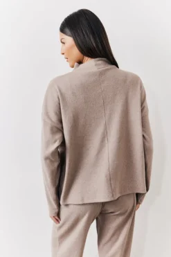 Hot In The Style Brushed Rib High Neck Co Ord Top Mocha