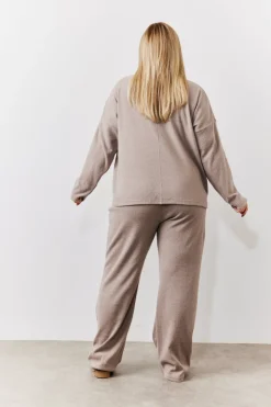 Hot In The Style Brushed Rib High Neck Co Ord Top Mocha