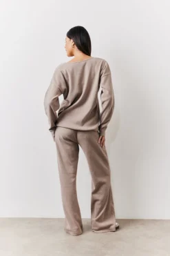 Online In The Style Brushed Rib v Neck Co Ord Top Mocha