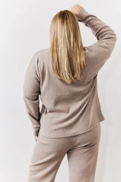 Online In The Style Brushed Rib v Neck Co Ord Top Mocha
