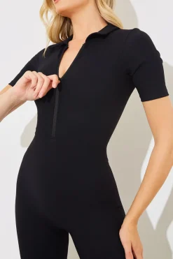 Online Fits Built-In Bra Half Zip Short Sleeve Sculpt and Control Unitard