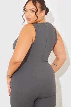Sale Fits Built-In Bra Racer Neck Sleeveless Sculpt and Control Unitard