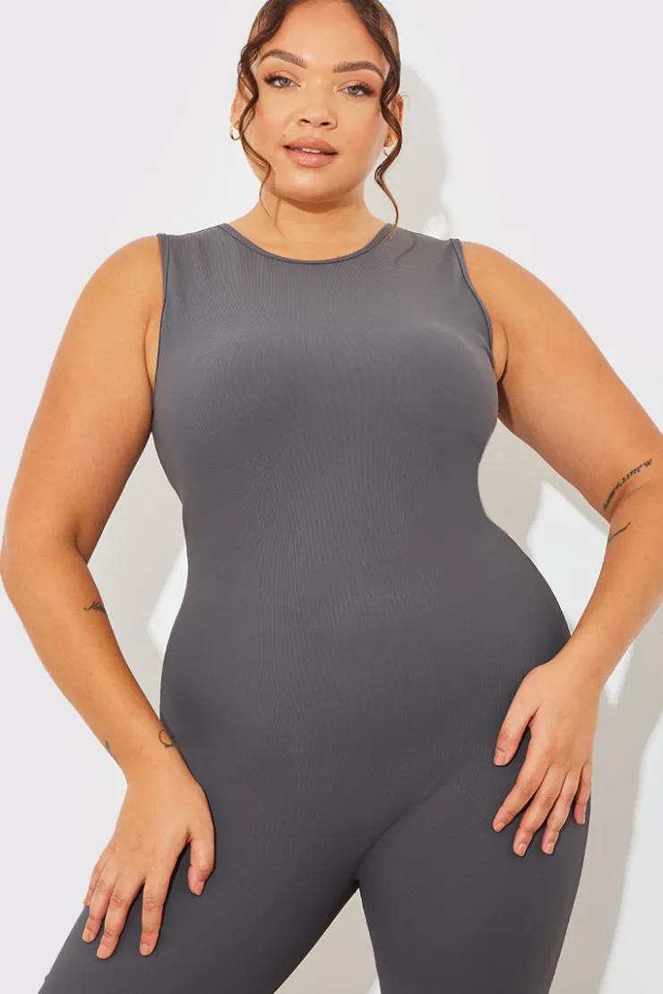 Sale Fits Built-In Bra Racer Neck Sleeveless Sculpt and Control Unitard
