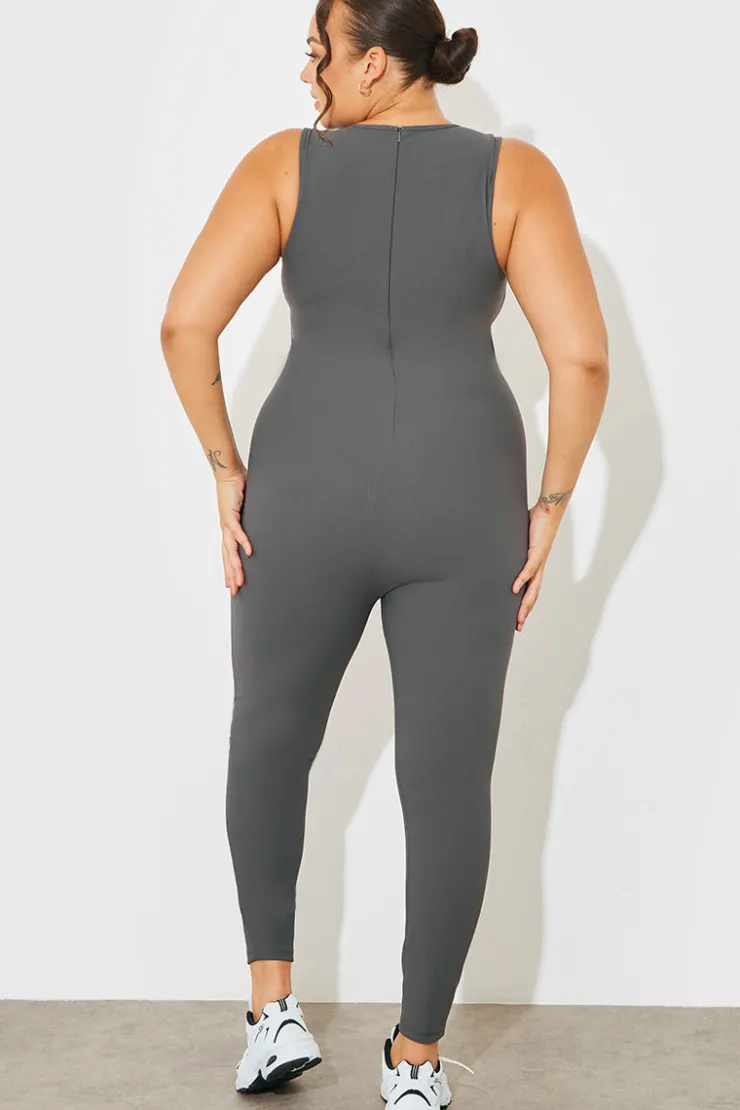 Sale Fits Built-In Bra Racer Neck Sleeveless Sculpt and Control Unitard