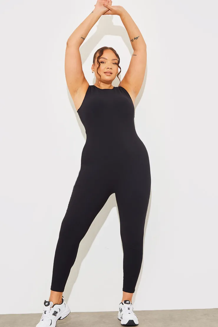 Sale Fits Built-In Bra Racer Neck Sleeveless Sculpt and Control Unitard