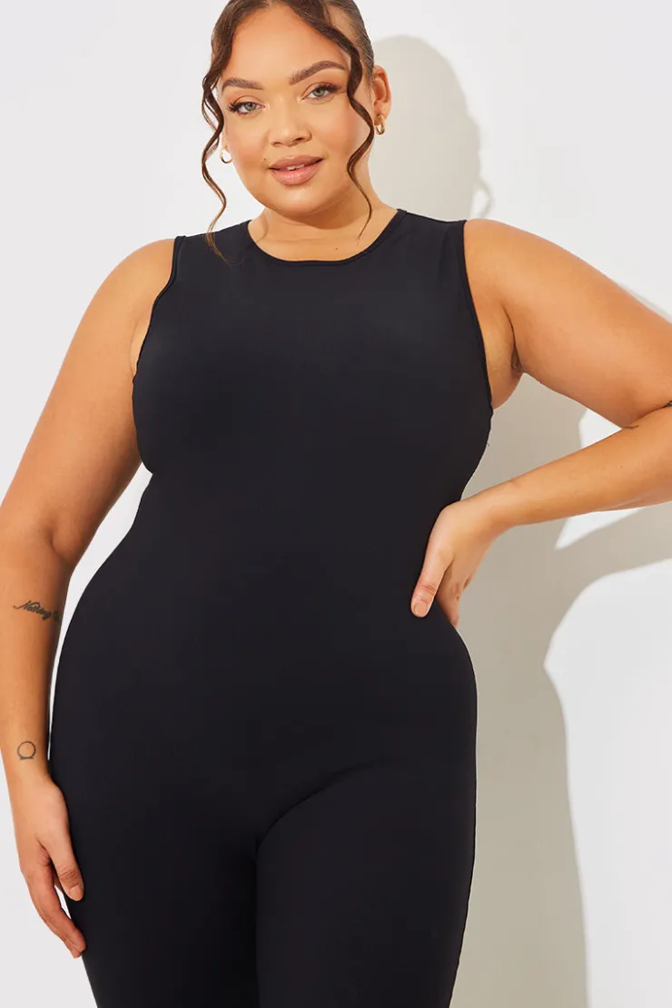 Sale Fits Built-In Bra Racer Neck Sleeveless Sculpt and Control Unitard