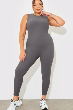 Sale Fits Built-In Bra Racer Neck Sleeveless Sculpt and Control Unitard