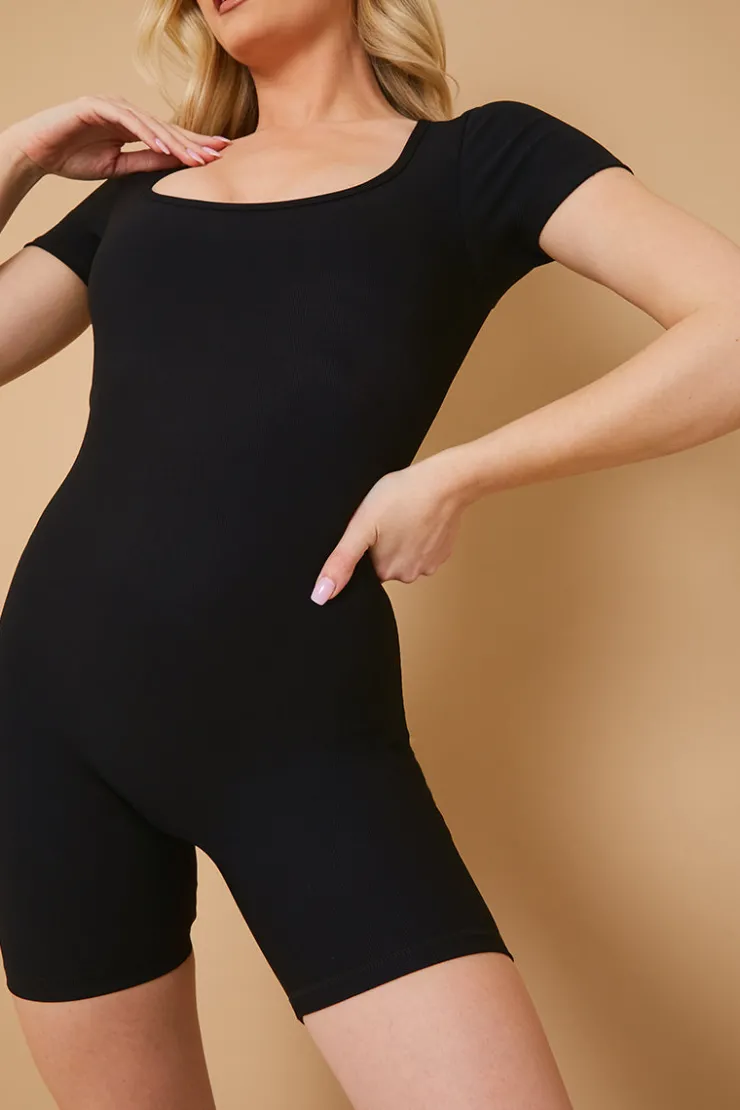 Fits Built-In Bra Short Sleeve Sculpt and Control Short Unitard