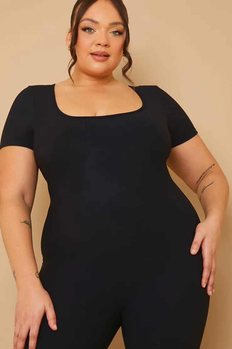 Discount Fits Built-In Bra Short Sleeve Sculpt and Control Unitard