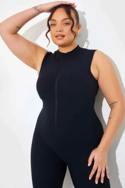 Discount In the Style Built-In Bra Zip Front Sculpt and Control Unitard