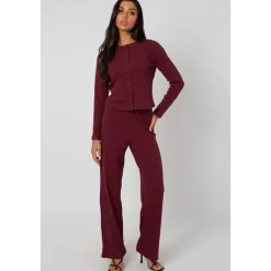 New Urban Bliss Burgundy Long Sleeved Button Front Top