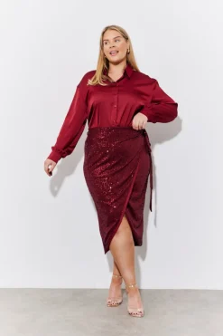 Best In the Style Satin Shirt Burgundy