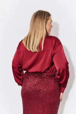 Best In the Style Satin Shirt Burgundy