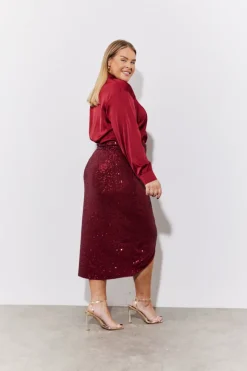 Best In the Style Satin Shirt Burgundy