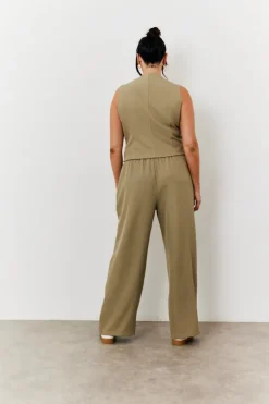 New In The Style Button Through Waistcoat Khaki