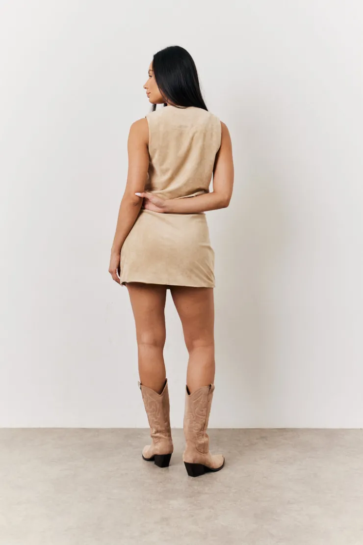 Clearance In The Style Faux Suede Mini Skirt Camel