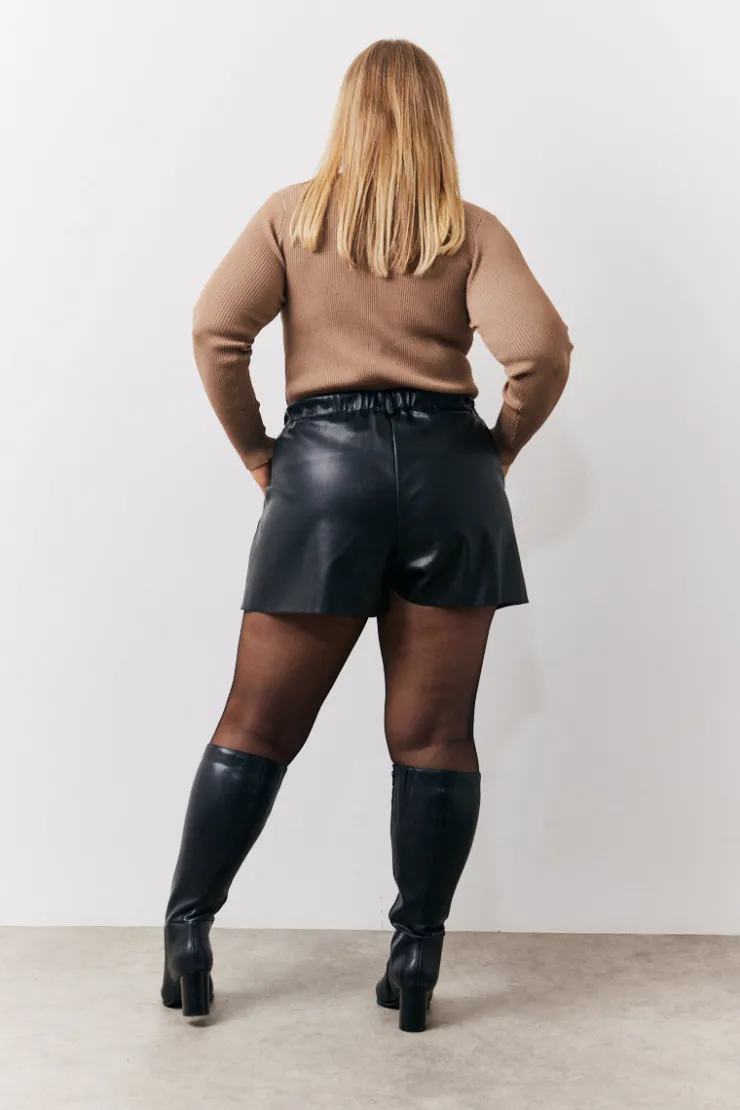 Outlet In The Style Rib Knitted Scoop Neck Long Sleeve Top Camel