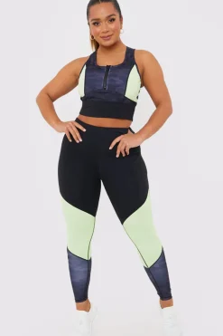 Online In the Style Camo Contrast Zip Crop Top Black
