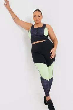 Online In the Style Camo Contrast Zip Crop Top Black