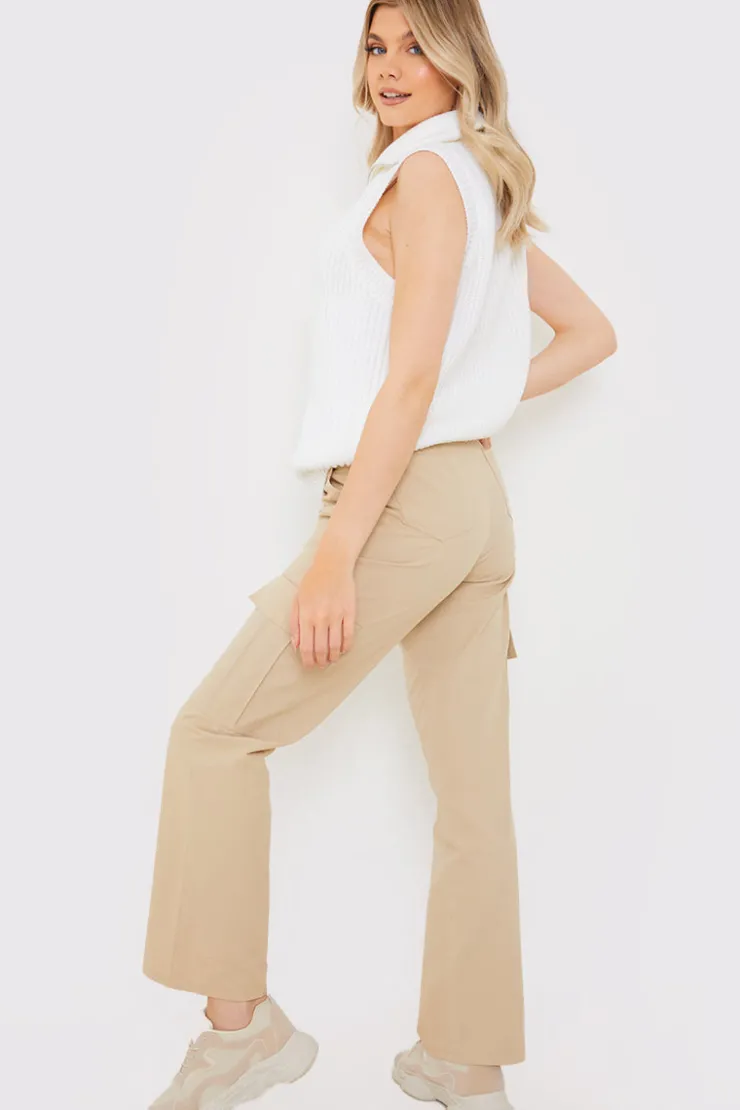 Online In The Style Cargo Trousers With Pocket Details Stone