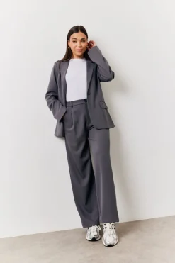 New In The Style Elastic Waist Back Trouser Charcoal