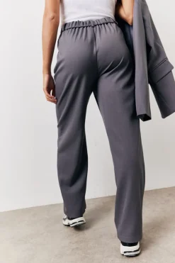 New In The Style Elastic Waist Back Trouser Charcoal