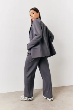 New In The Style Elastic Waist Back Trouser Charcoal