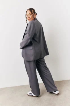 New In The Style Elastic Waist Back Trouser Charcoal