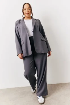 Clearance In The Style Relaxed Pocket Detail Blazer Charcoal