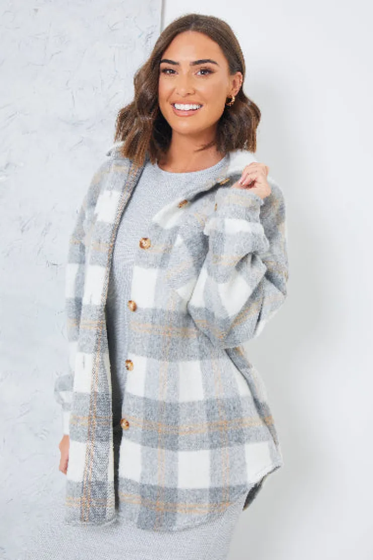 Sale In the Style Check Shacket White