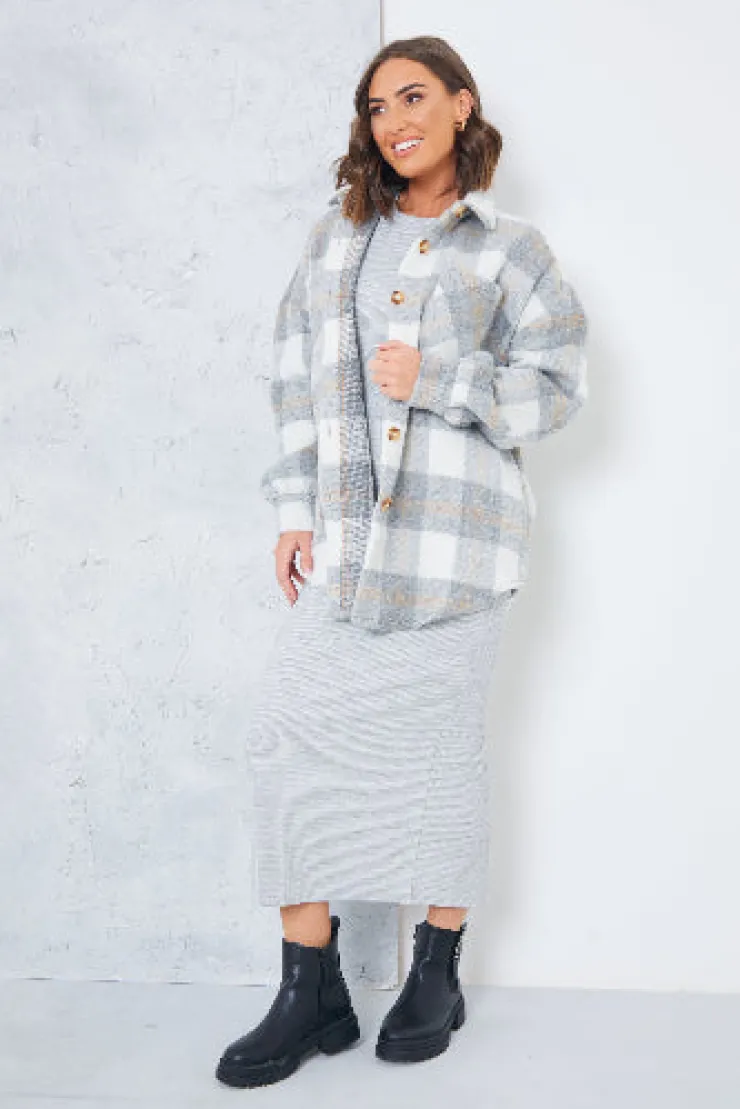 Sale In the Style Check Shacket White