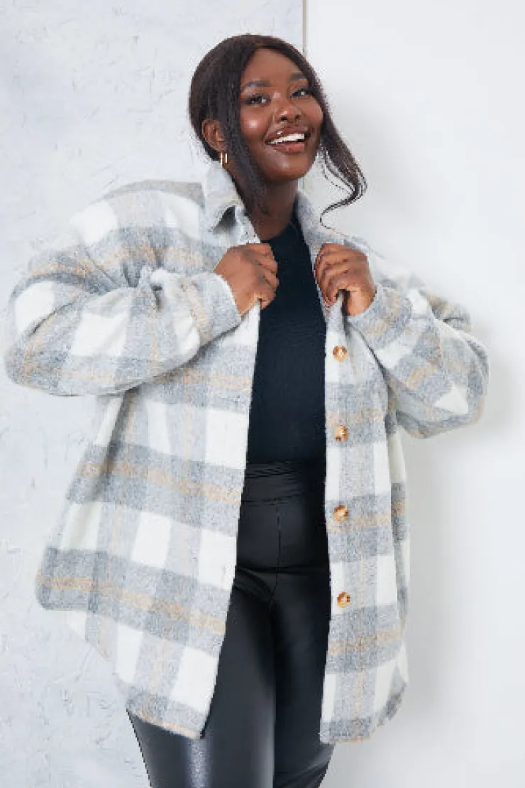 Sale In the Style Check Shacket White