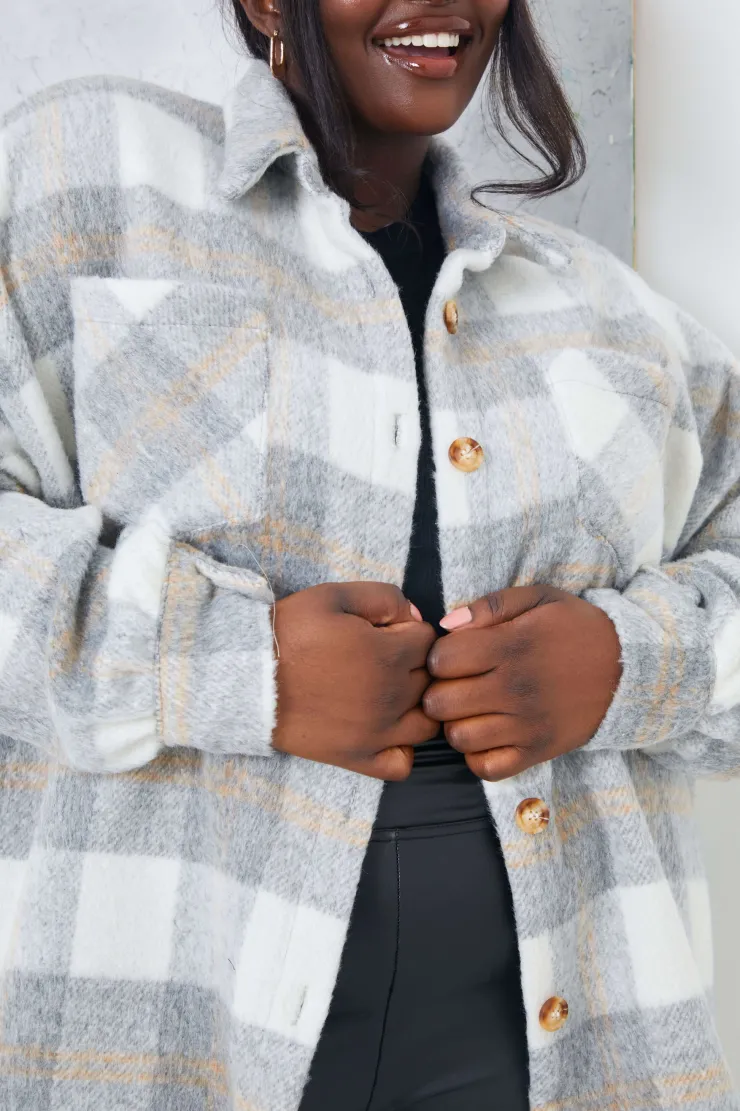 Sale In the Style Check Shacket White