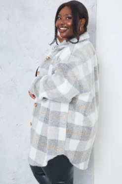 Sale In the Style Check Shacket White