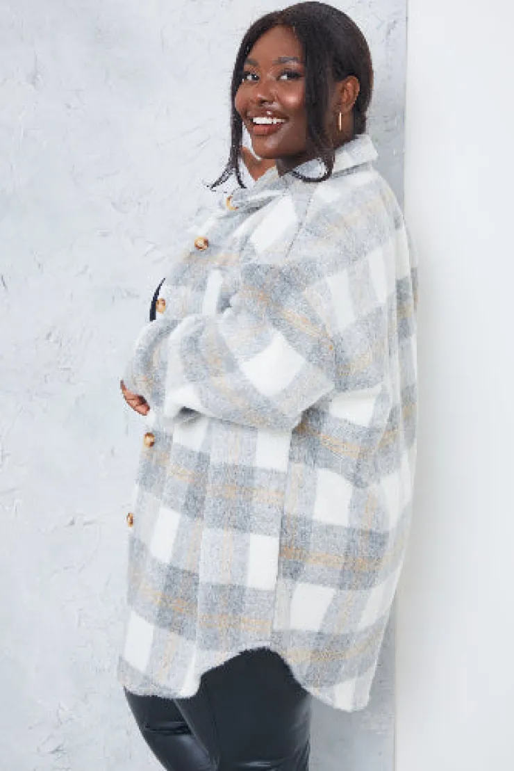 Sale In the Style Check Shacket White