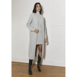 Clearance CHI CHI LONDON All-Over Knitted Cable Longline Cardigan in Grey