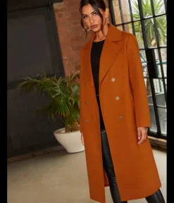 Outlet CHI CHI LONDON Double Breasted Longline Coat in Orange