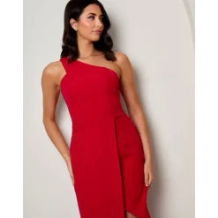 Discount CHI CHI LONDON One Shoulder Split Detail Midi Dress in Red