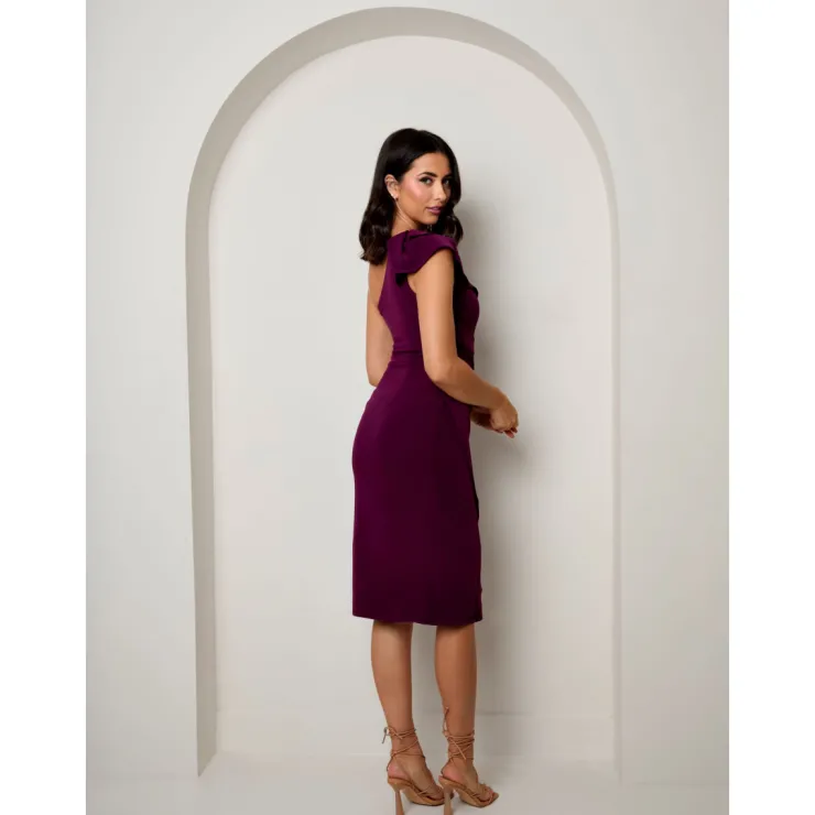 Sale CHI CHI LONDON One Shoulder Wrap Detail Midi Dress in Purple