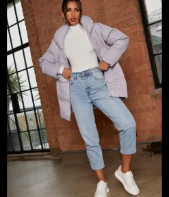 CHI CHI LONDON Padded Puffer Coat in Grey