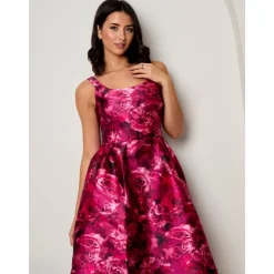 Hot CHI CHI LONDON Sleeveless Floral Fit and Flare Midi Dress in Purple