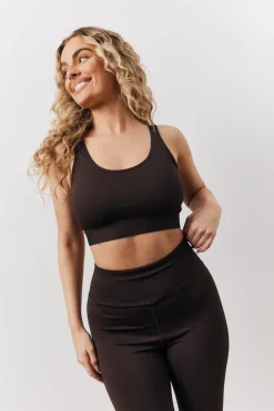 Hot In The Style Adjustable Sports Co-Ord Bra Chocolate