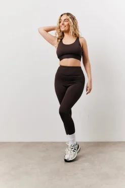 Hot In The Style Adjustable Sports Co-Ord Bra Chocolate