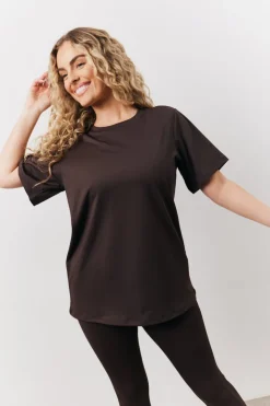 Discount In The Style Crew Neck Active Co-Ord T-Shirt Chocolate