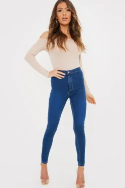 Clearance In the Style Clean High Waisted Stretch Jegging Jeans Blue