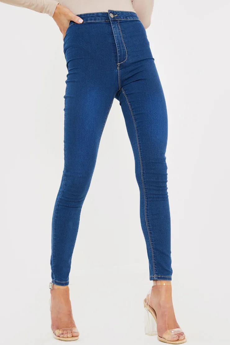 Clearance In the Style Clean High Waisted Stretch Jegging Jeans Blue