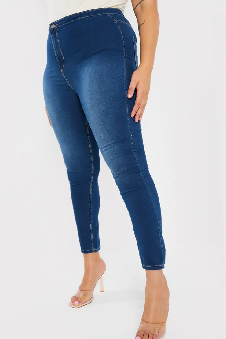 Clearance In the Style Clean High Waisted Stretch Jegging Jeans Blue