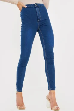 Clearance In the Style Clean High Waisted Stretch Jegging Jeans Blue