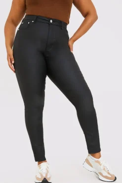 Best In the Style Coated High Waisted Jeans Black