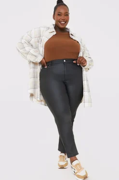 Best In the Style Coated High Waisted Jeans Black